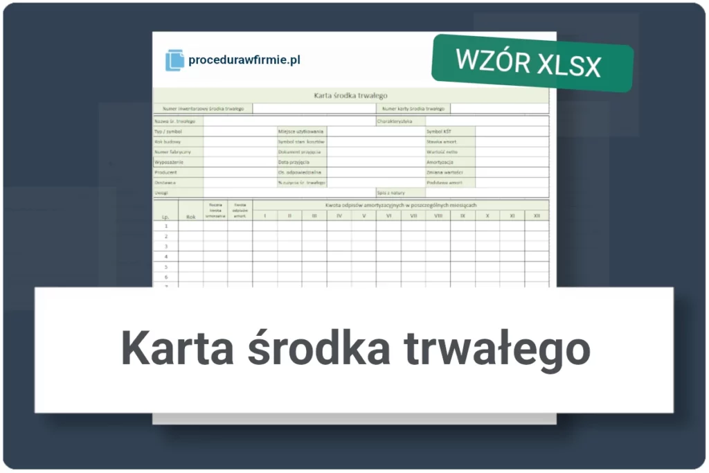 Karta środka trwałego wzór XLSX