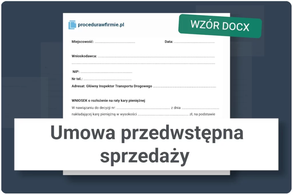 Umowa przedwstępna sprzedaży wzór DOCX