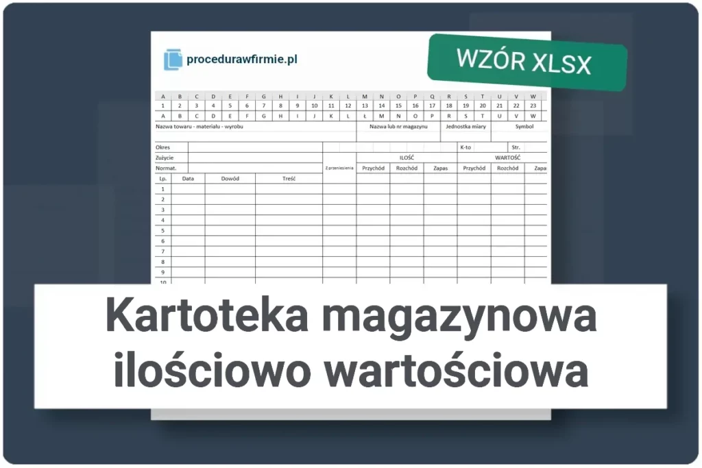 Kartoteka magazynowa ilościowo-wartościowa wzór XLSX
