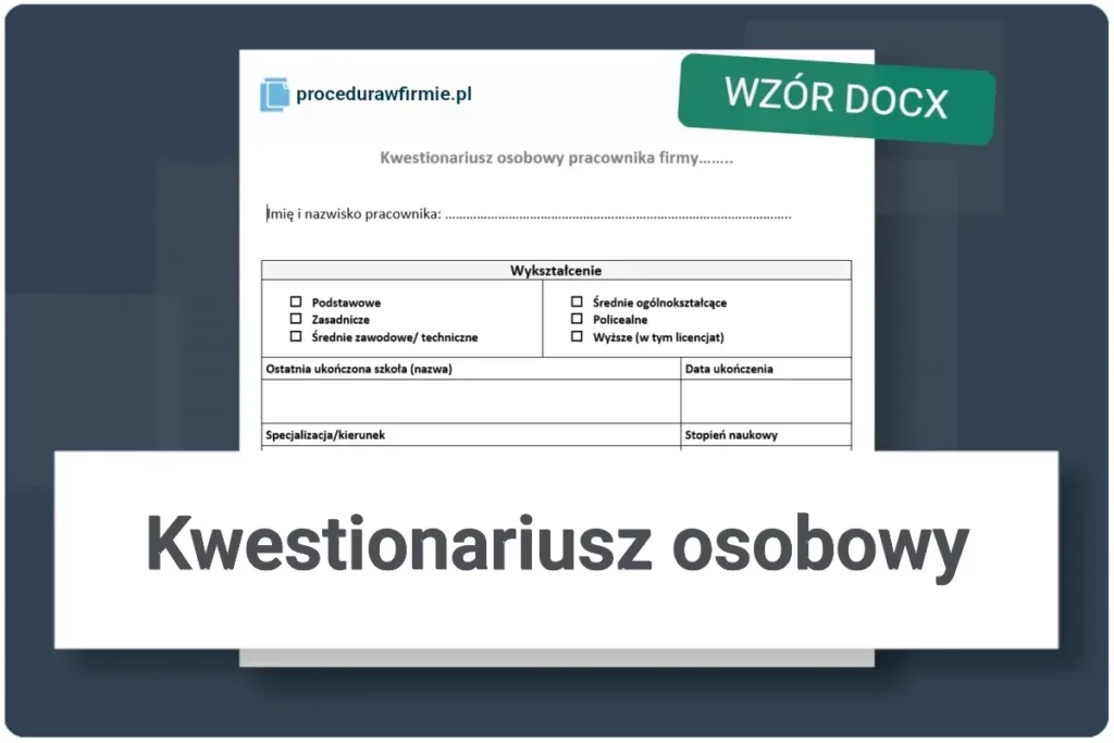 Kwestionariusz osobowy formaty DOCX