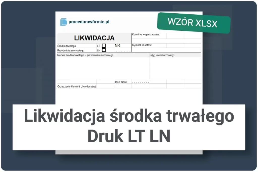 Likwidacja srodka trwalego wzor XLSX