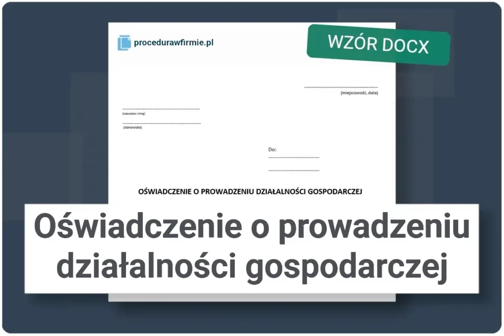 Oswiadczenie o prowadzeniu dzialalnosci formaty DOCX