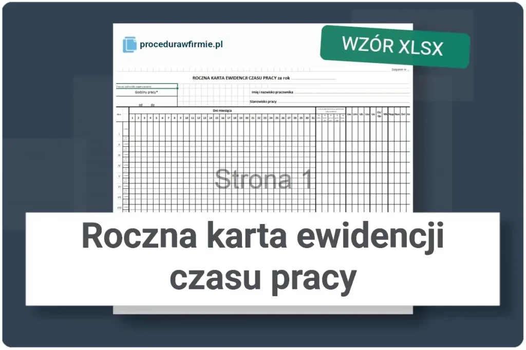 Roczna karta ewidencji czasu pracy wzor XLSX