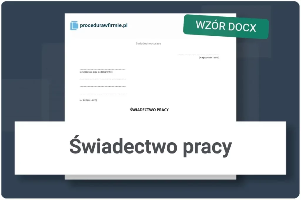 Swiadectwo pracy pracownika wzor DOCX XLSX