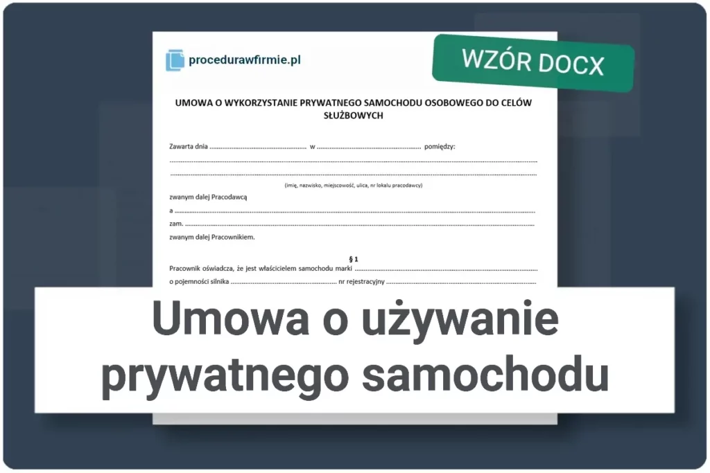 Umowa o uzywanie prywatnego auta wzor DOCX