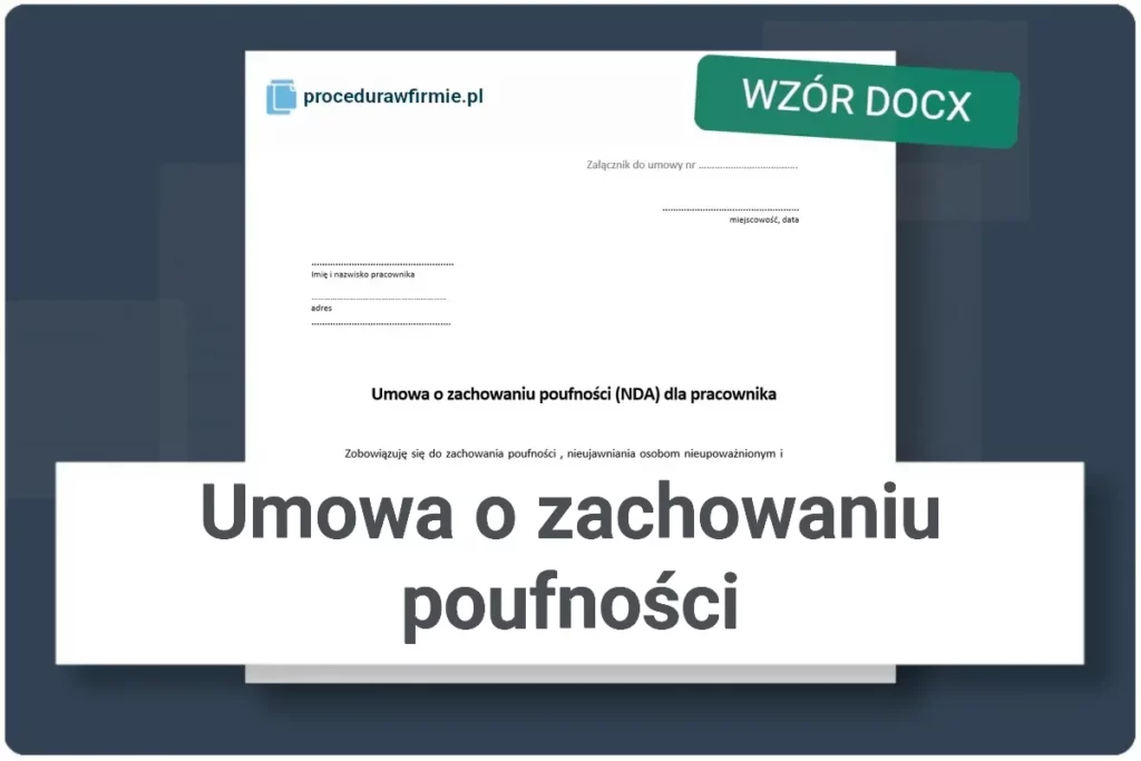 Umowa o zachowaniu poufnosci NDA dla pracownika wzor DOCX