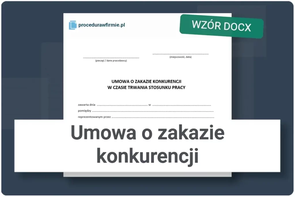 Umowa o zakazie konkurencji wzor DOCX