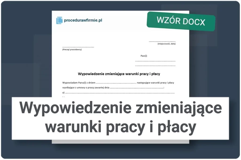 Wypowiedzenie zmieniajace warunki pracy i placy wzor DOCX