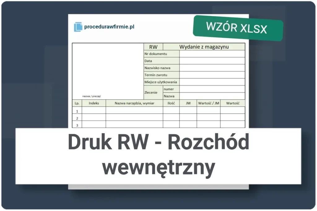 Druk RW Rozchod wewnetrzny wydanie z magazynu wzor DOCX XLSX