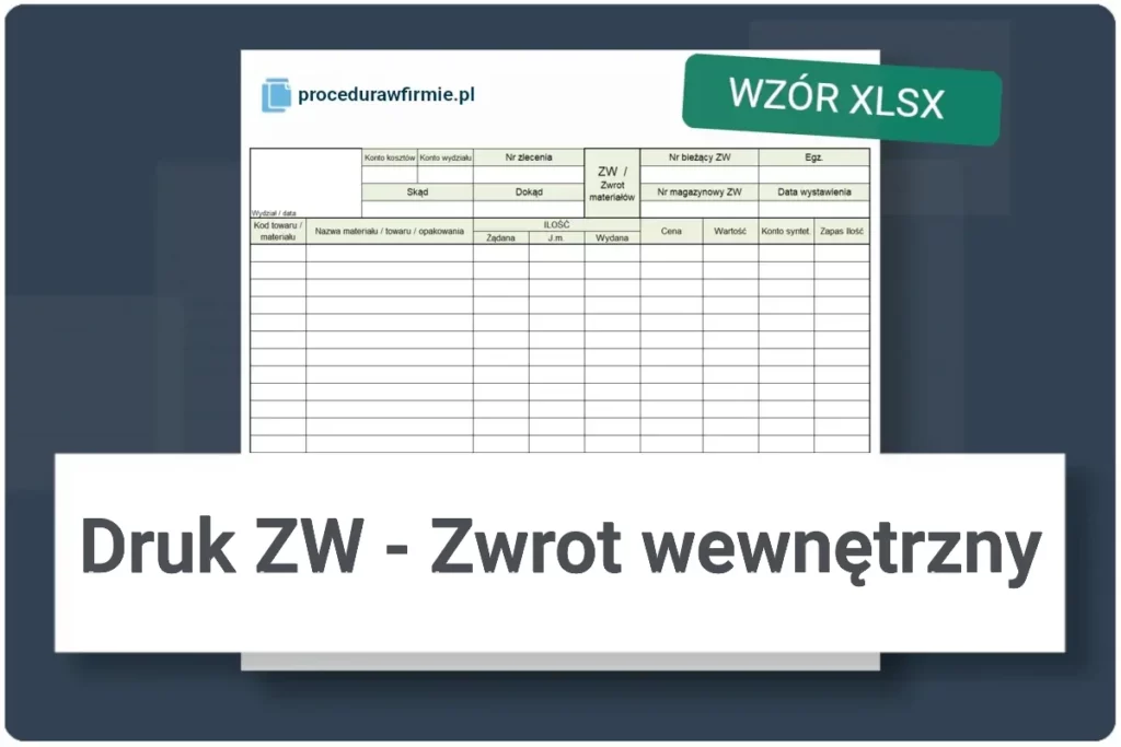 Druk ZW Zwrot wewnetrzny wzor dokumentu magazynowego DOCX XLSX