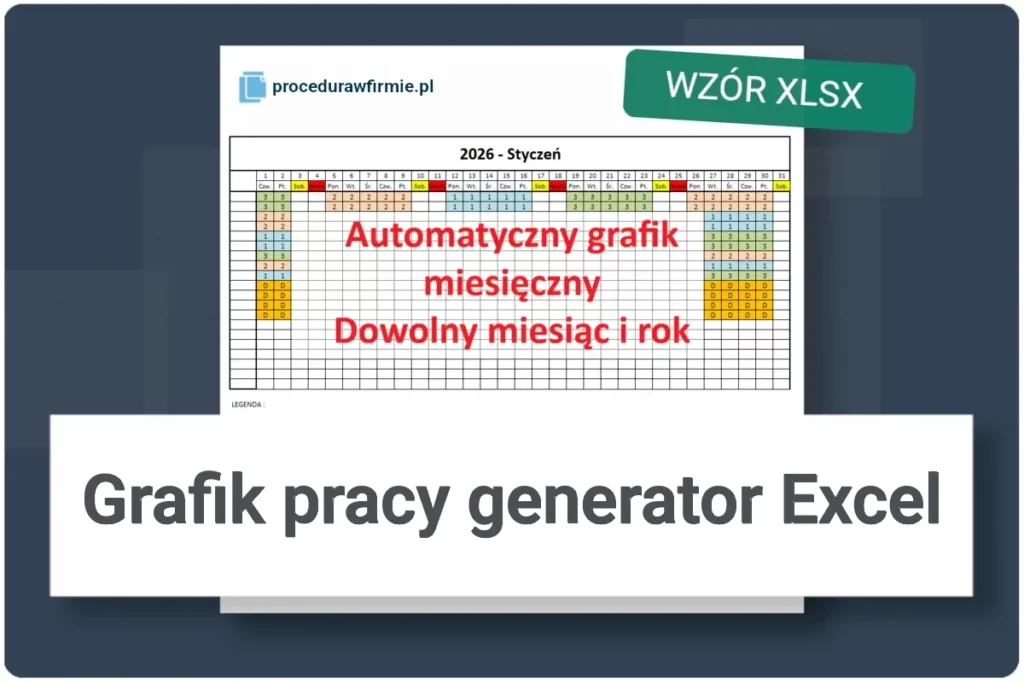 Grafik pracy generator Excel wzor dokumentu do pobrania w formacie DOCX oraz XLSX
