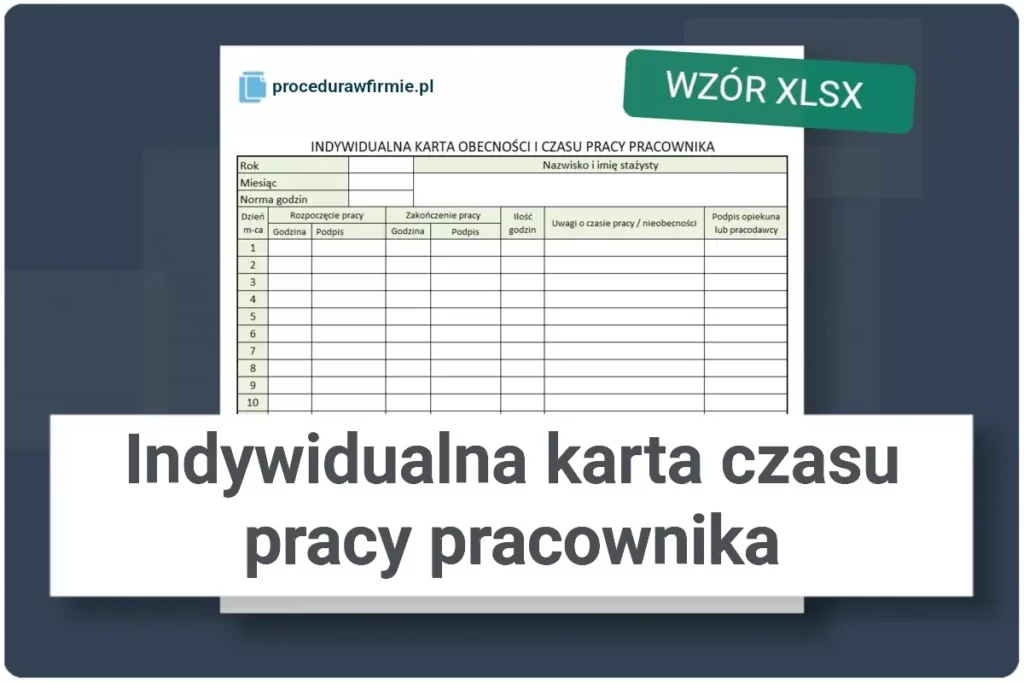 Indywidualna karta obecnosci i czasu pracy pracownika wzor DOCX