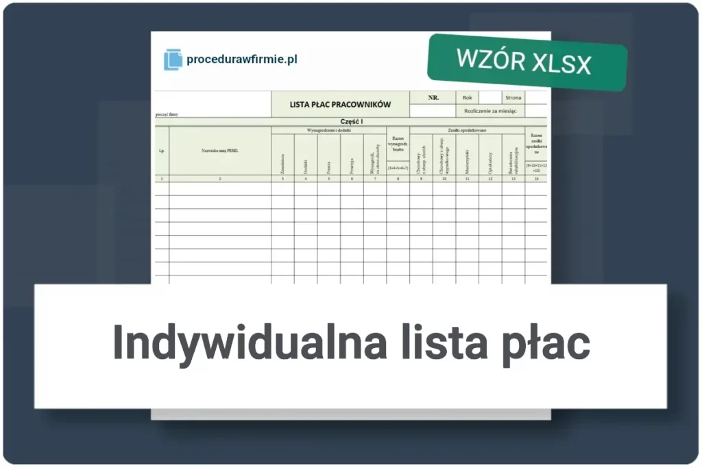 Indywidualna lista plac wzor dokumentu do pobrania format XLSX