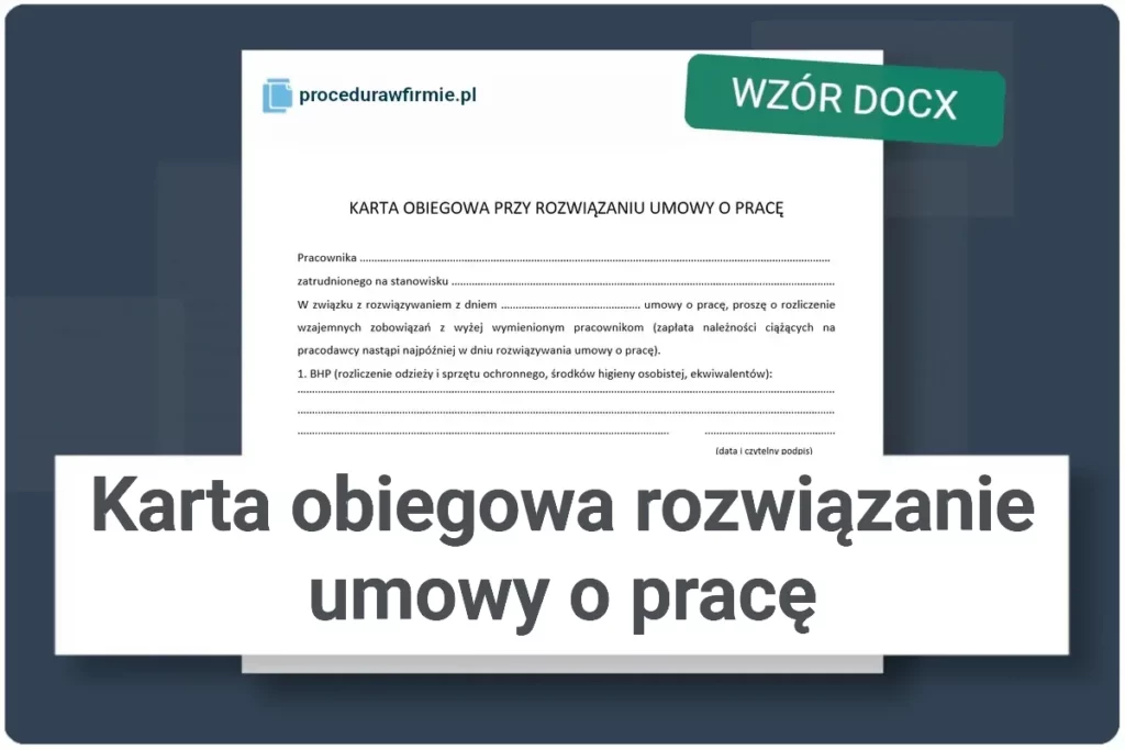 Karta obiegowa rozwiazanie umowy o prace wzor dokumentu DOCX