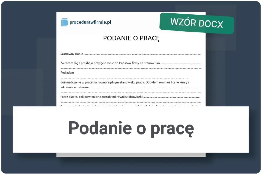 Podanie o prace wzor dokumentu DOCX oraz XLSX do pobrania