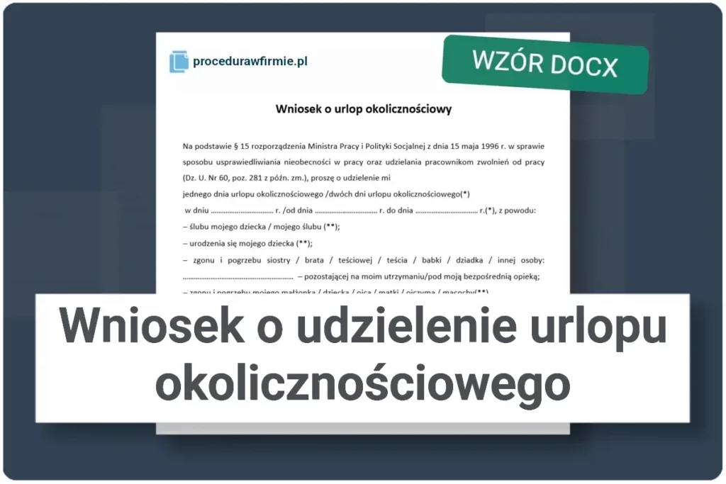 Wniosek o urlop okolicznosciowy wzor dokumentu do pobrania format DOCX oraz XLSX