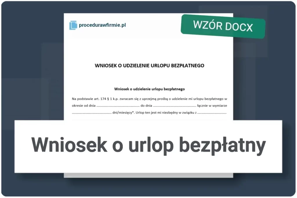 Wniosek o urlop bezplatny wzor dokumentu do pobrania format DOCX oraz XLSX