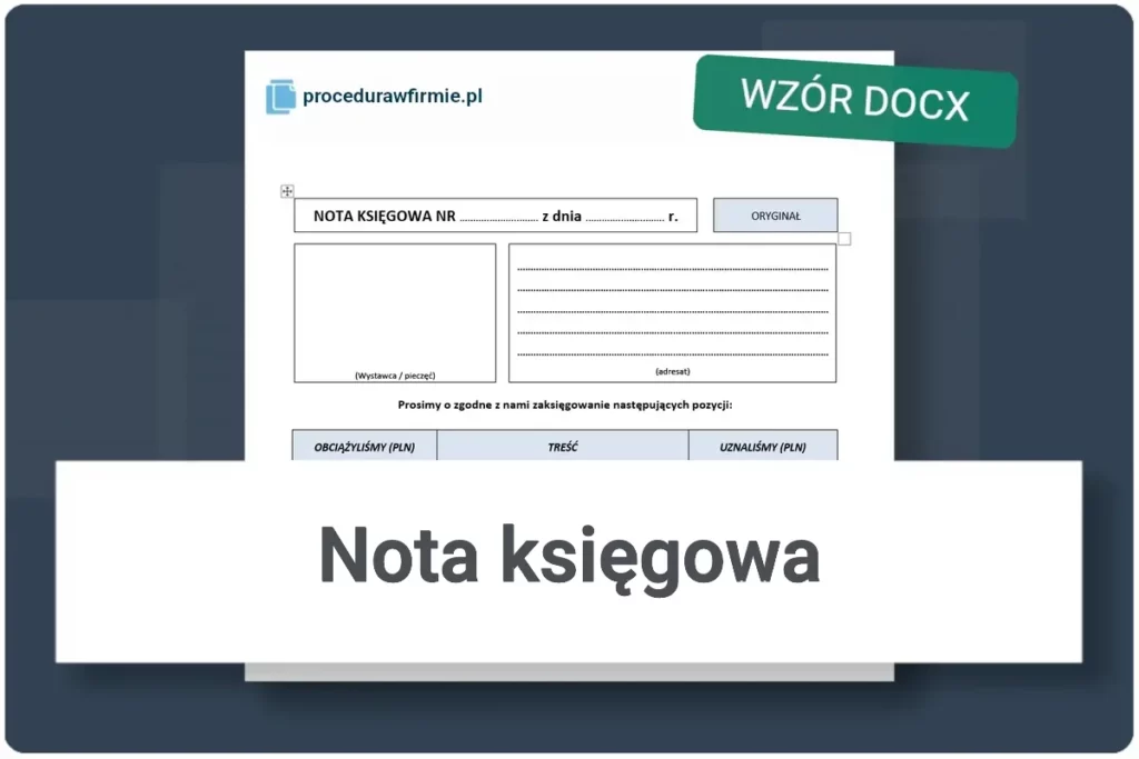 Nota ksiegowa wzor rozliczenia finansowego DOCX