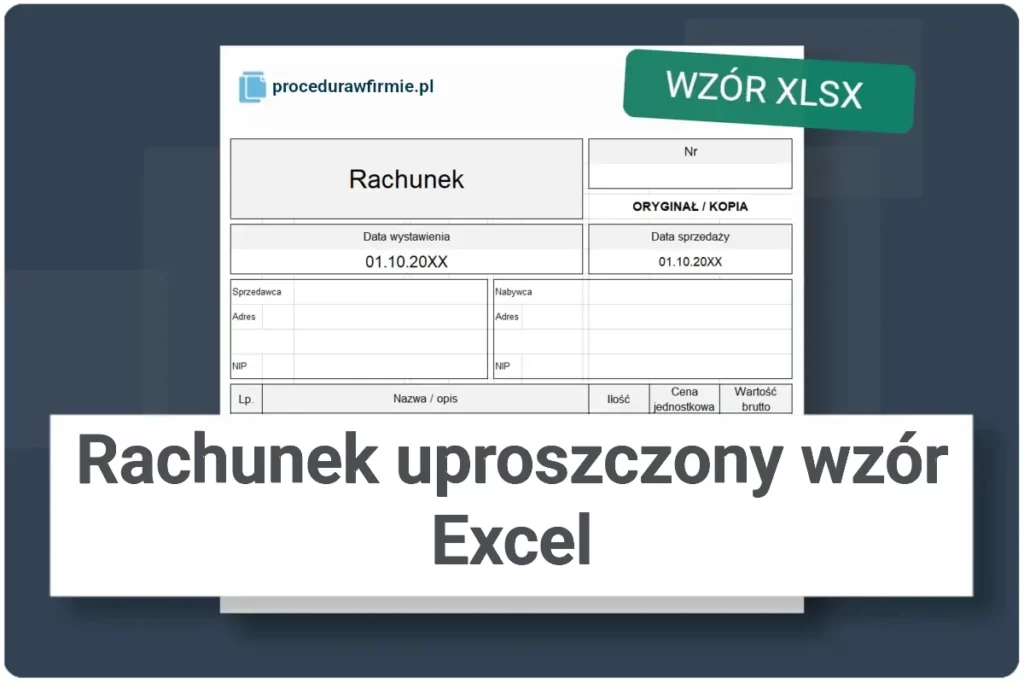 Rachunek uproszczony wzor Excel