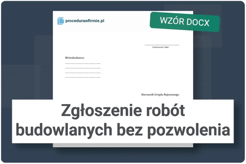 Zgloszenie robot budowlanych bez pozwolenia wzor dokumentu DOCX