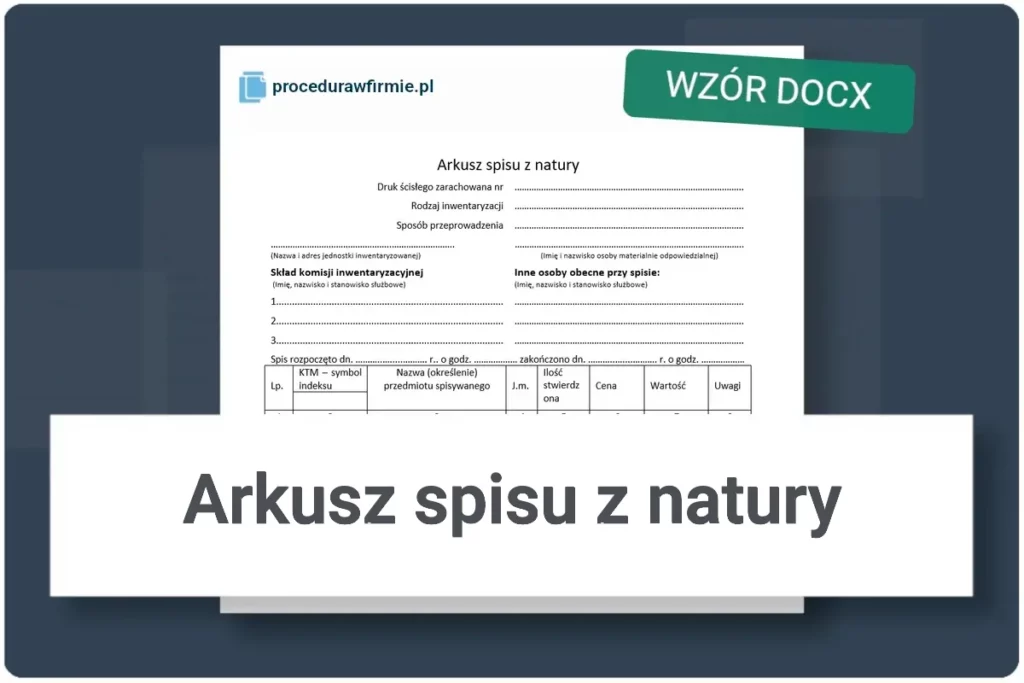 Arkusz spisu z natury wzor inwentaryzacji DOCX