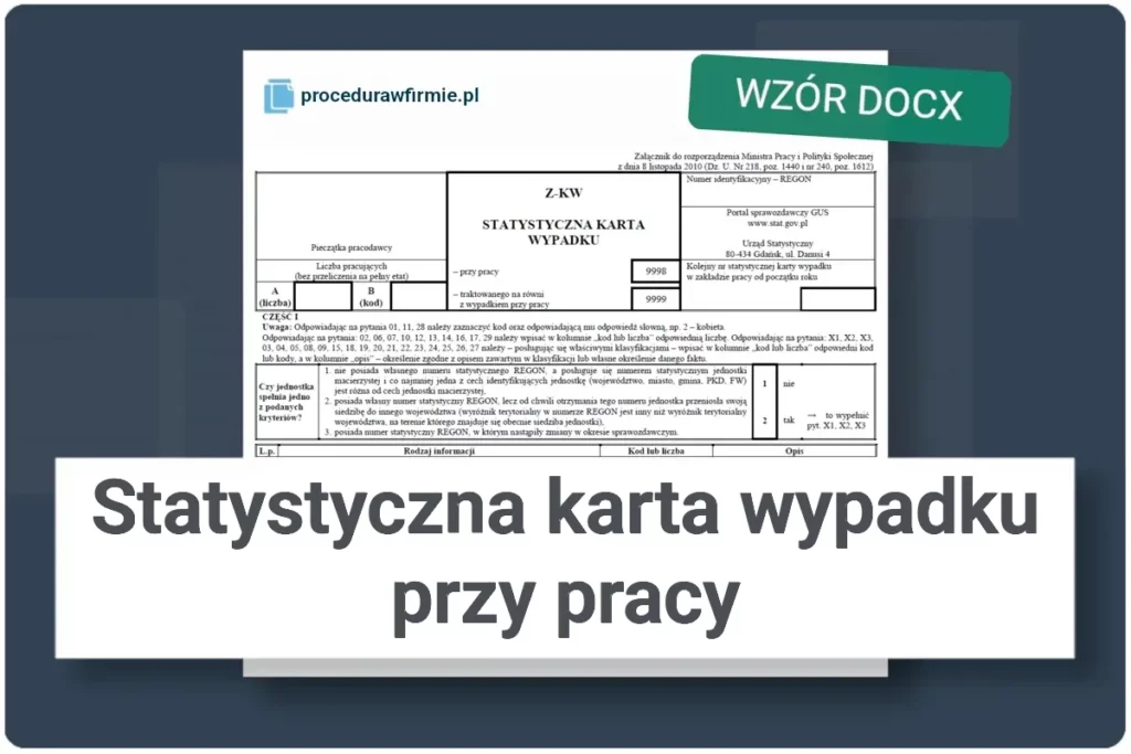 Statystyczna karta wypadku przy pracy Z-KW wzor formularza w formacie DOCX
