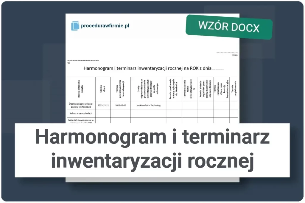 Harmonogram i terminarz inwentaryzacji rocznej wzor dokumentu DOCX