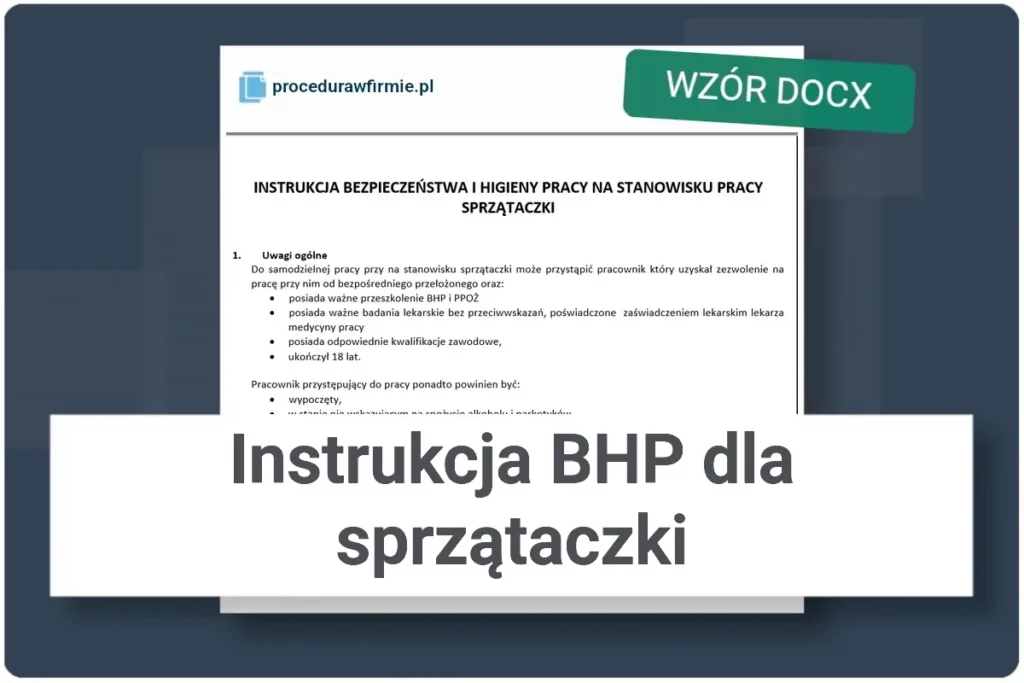 Instrukcja BHP dla sprzataczki wzor DOCX