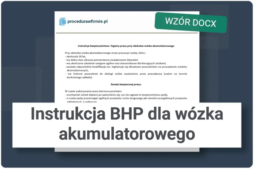 Instrukcja BHP obsluga wozka widlowego akumulatorowego wzor DOCX