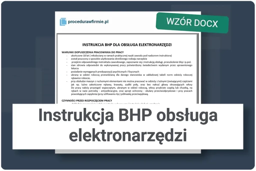 Instrukcja BHP obslugi elektronarzedzi aktualny wzor DOCX