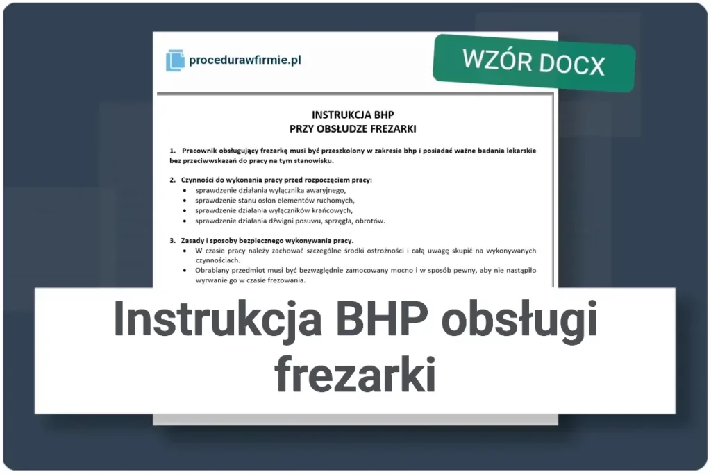 Instrukcja BHP obslugi frezarki aktualny wzor DOCX