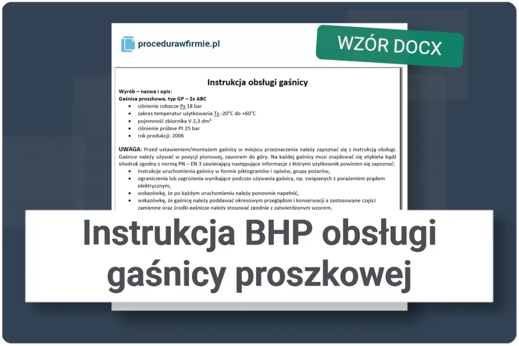 Instrukcja obslugi gasnicy proszkowej wzor dokumentu DOCX