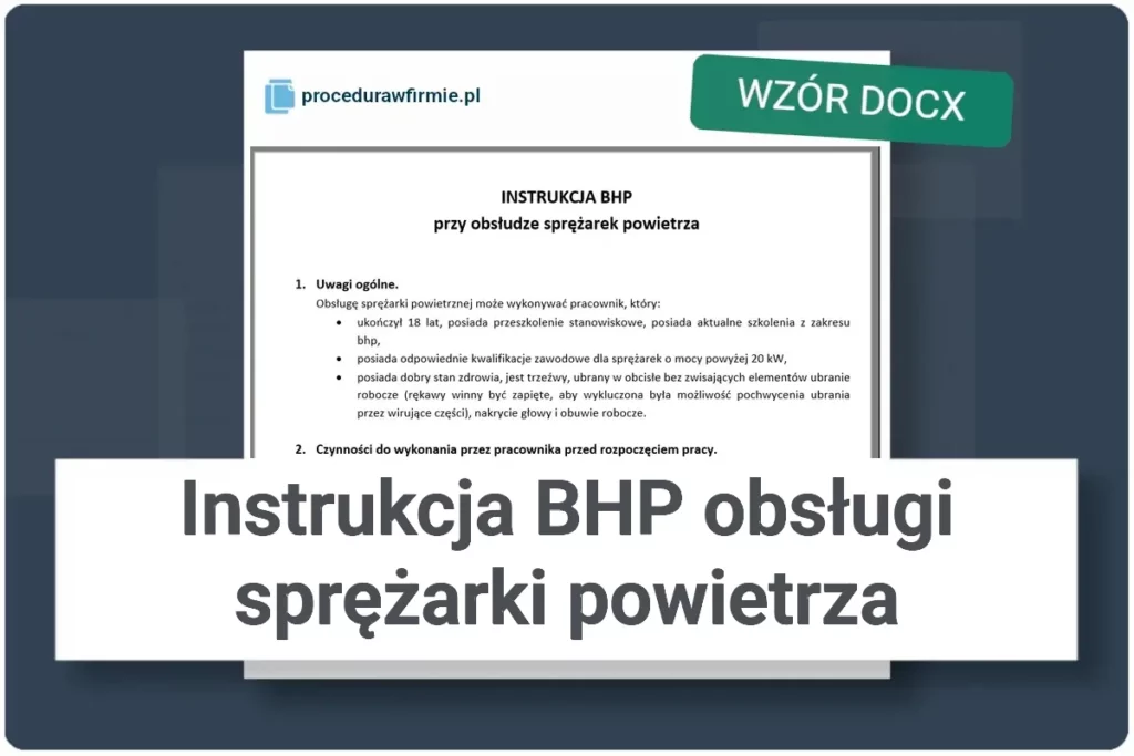 Instrukcja BHP obslugi sprezarki powietrza formularz DOCX
