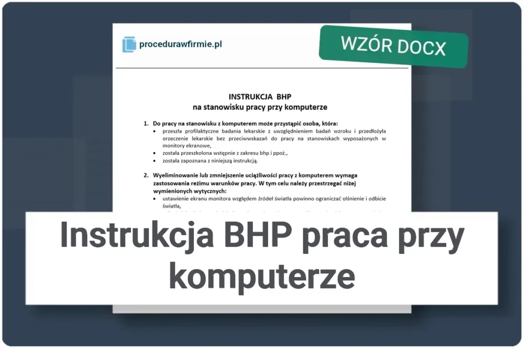 Instrukcja BHP na stanowisku pracy przy komputerze wzor DOCX