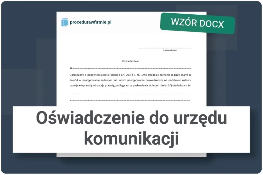 Oswiadczenie do urzedu komunikacji wzor DOCX