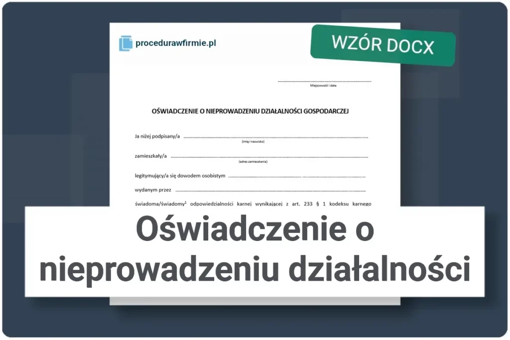 Wzor pliku oswiadczenie o nieprowadzeniu dzialalnosci gospodarczej DOCX