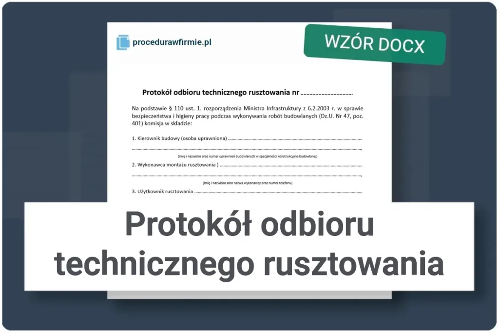 protokol odbioru technicznego rusztowania wzor dokumentu docx