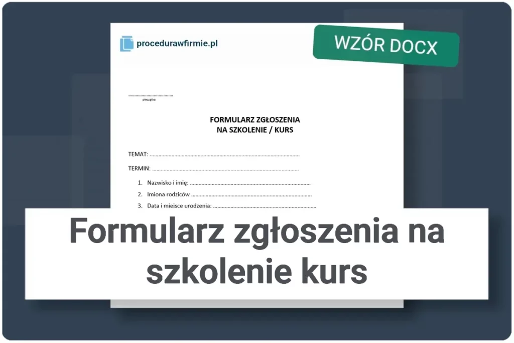 Formularz zgloszenia na szkolenie kurs wzor DOCX