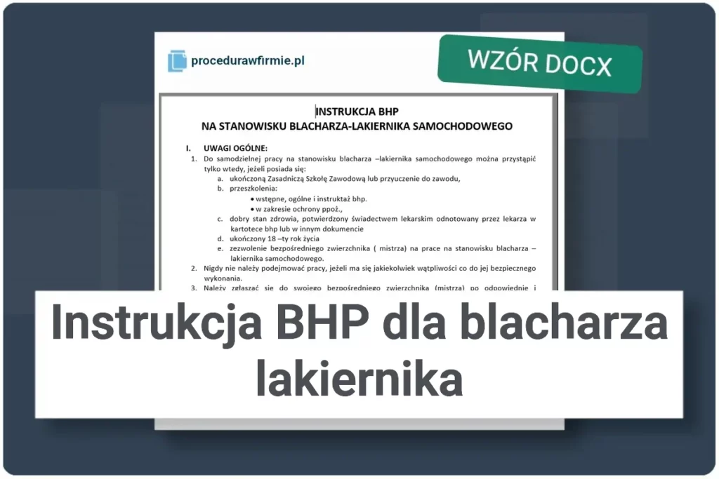 Instrukcja BHP dla blacharza lakiernika wzor dokumentu DOCX