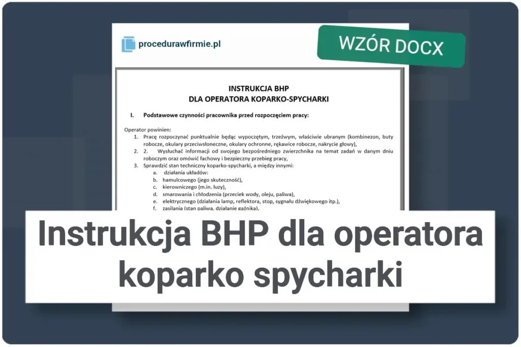 Instrukcja BHP dla operatora koparko spycharki wzor dokumentu DOCX