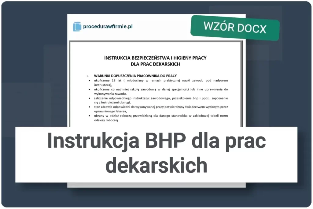 Instrukcja BHP dla prac dekarskich wzor DOCX