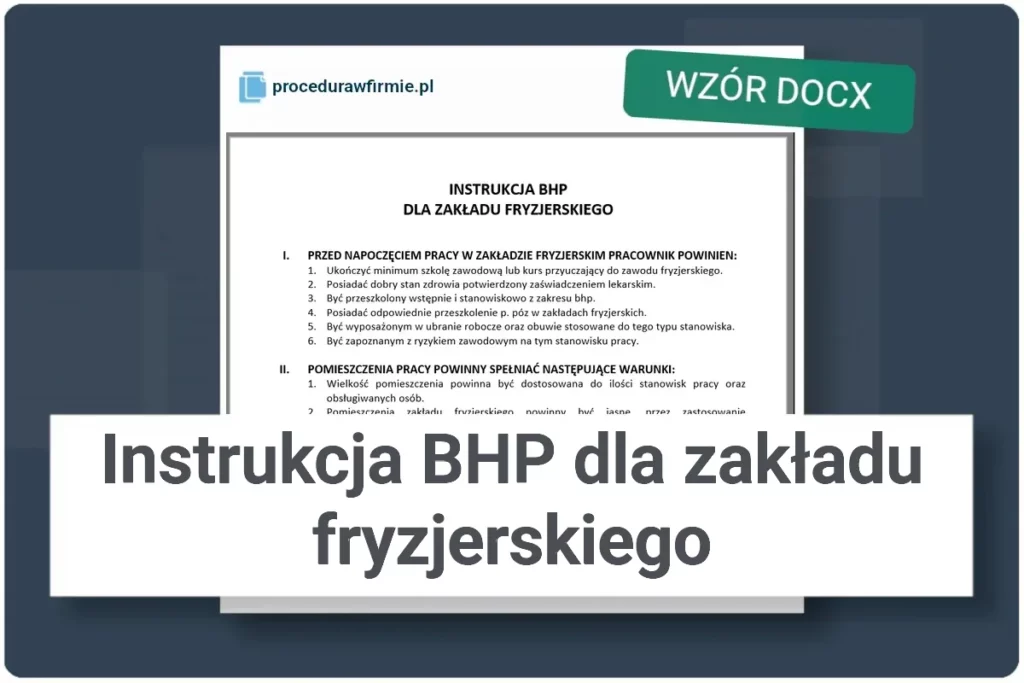 Instrukcja BHP dla zakladu fryzjerskiego wzor dokumentu DOCX