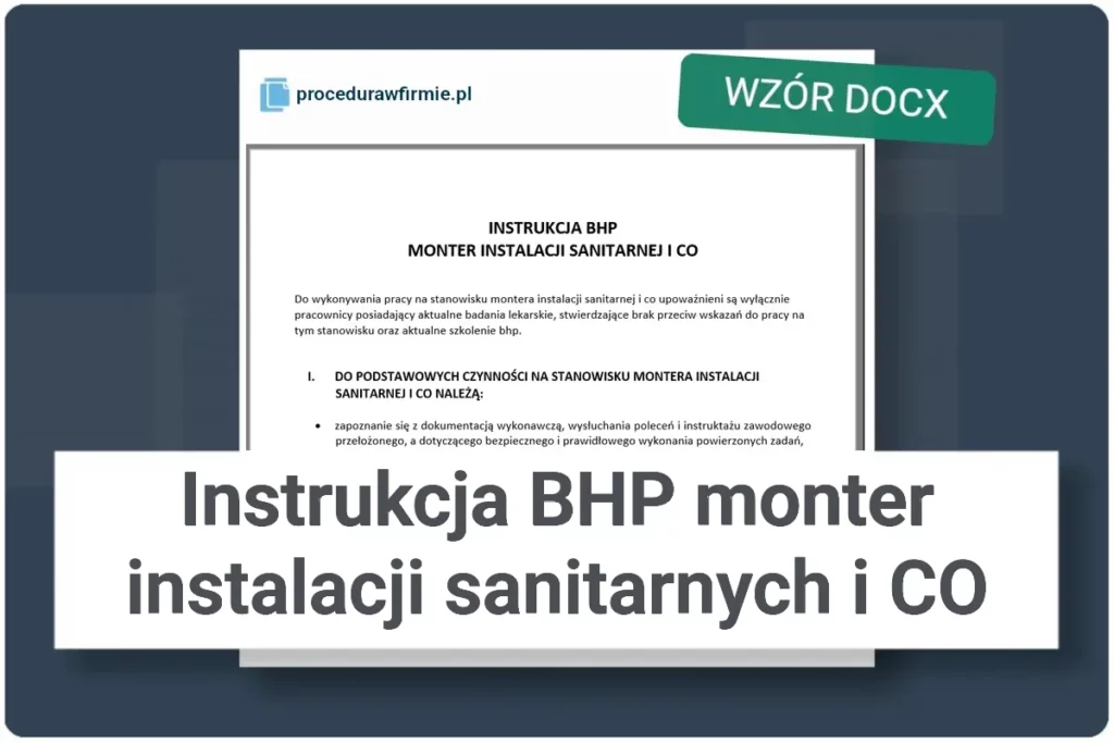 Instrukcja BHP monter instalacji sanitarnych i CO wzor DOCX