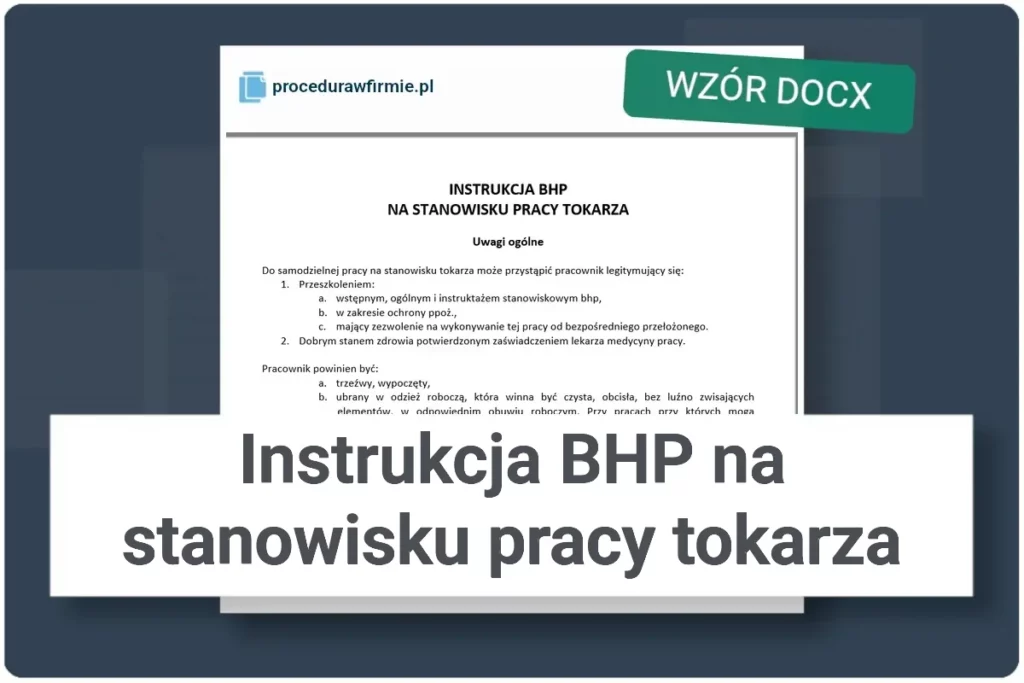 Instrukcja BHP na stanowisku pracy tokarza plik DOCX