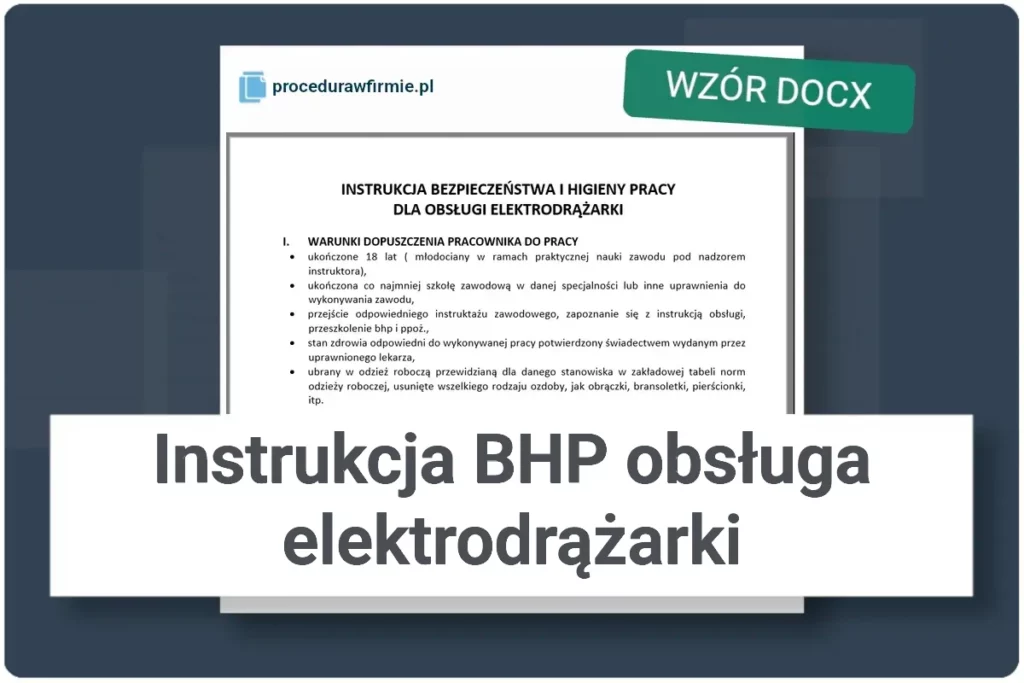 Instrukcja BHP obsluga elektrodrazarki wzor DOCX