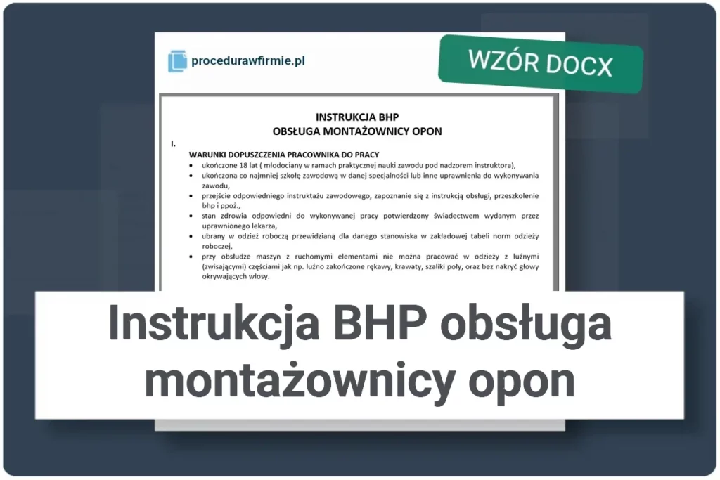 Instrukcja BHP obsluga montazownicy opon wzor dokumentu DOCX