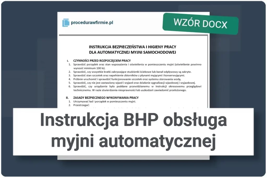 Instrukcja BHP obsluga myjni automatycznej wzor dokumentu DOCX