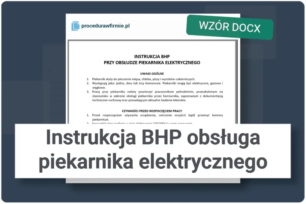 Instrukcja BHP obsluga piekarnika elektrycznego wzor DOCX