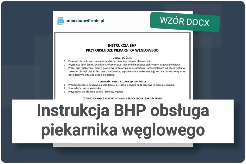 Instrukcja BHP obsluga piekarnika weglowego wzor DOCX