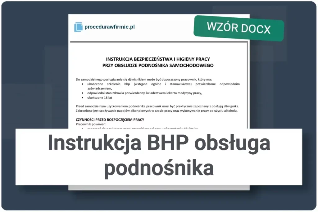 Instrukcja BHP obsluga podnosnika samochodowego wzor DOCX